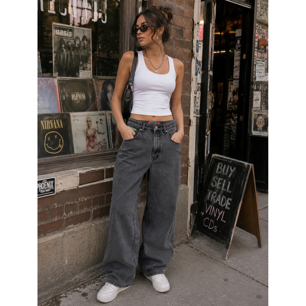 Empyre Gray Wash Baggy Jeans 3/5 Y2K Skater 90s Streetwear